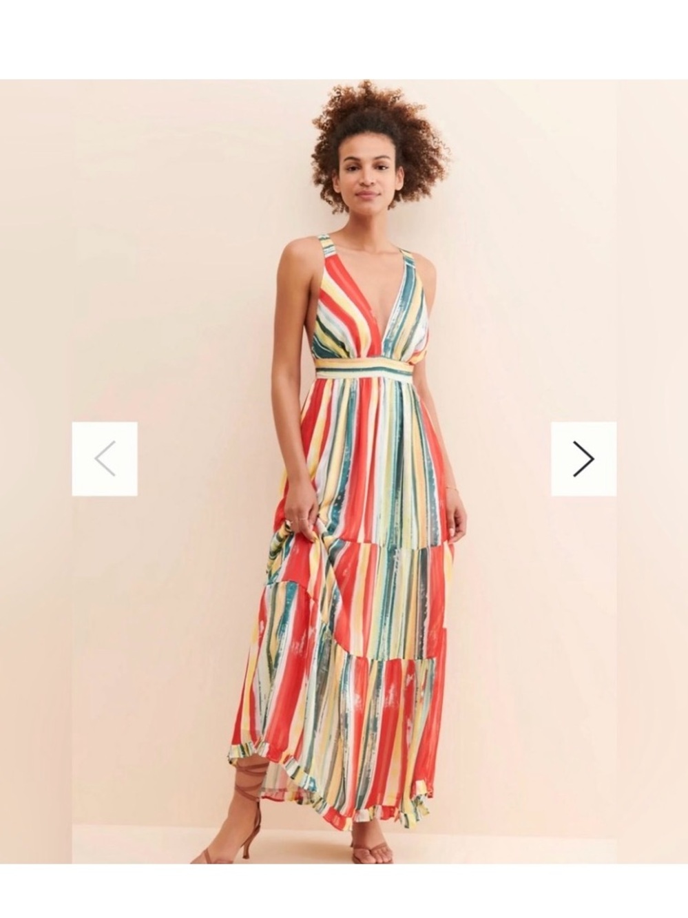 Women’s Multicolor Striped V-Neck Maxi Dress
